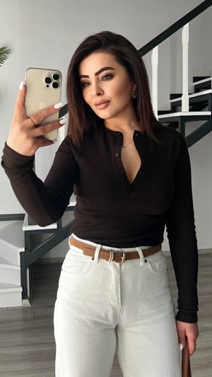 Acı Kahve Fitilli İtalyan Kol Bluz 