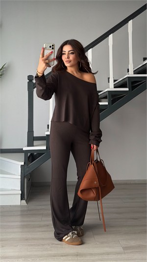 Dark Brown Boat Neck Modal Set