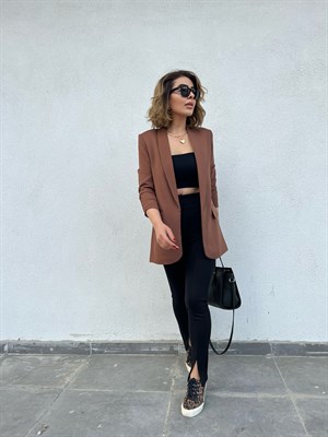 Acı Kahve Kol Büzgülü Blazer