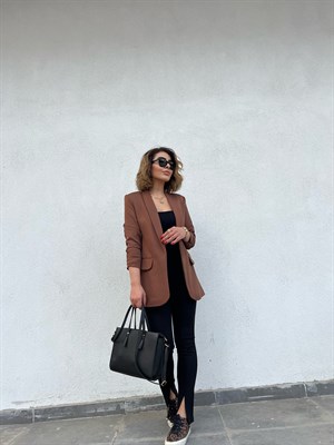 Acı Kahve Kol Büzgülü Blazer