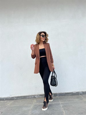 Acı Kahve Kol Büzgülü Blazer