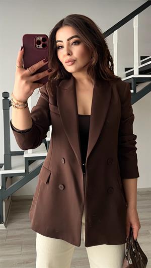 Acı Kahve Kruvaze Blazer Ceket