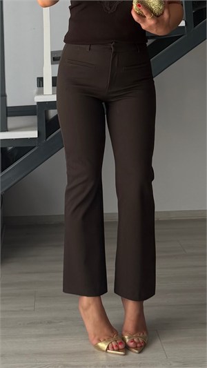 Dark Brown Stretch Flare Pants