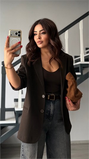 Dark Brown Oversized Blazer Jacket