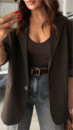 Dark Brown Oversized Blazer Jacket