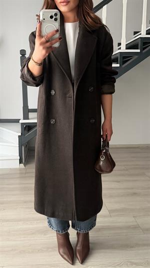 Acı Kahve Oversize Kaşe Kaban