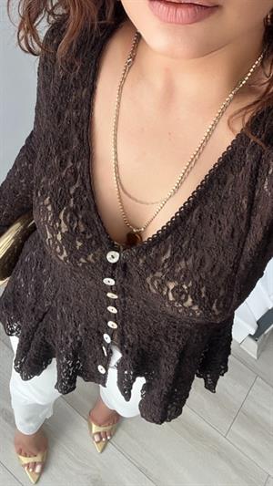 Acı Kahve Peplum Dantel Bluz