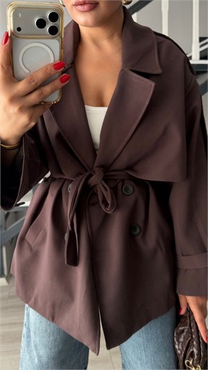 Dark Brown Premium Belted Oversized Trench Coat
