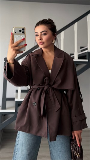 Dark Brown Premium Belted Oversized Trench Coat