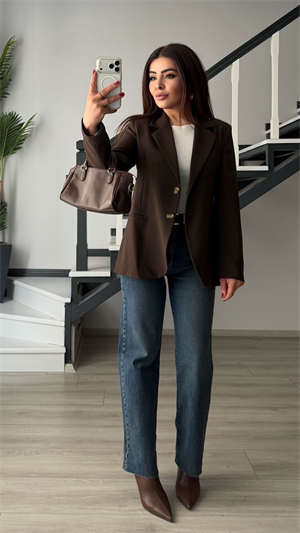 Acı Kahve Slim Fit Blazer Ceket