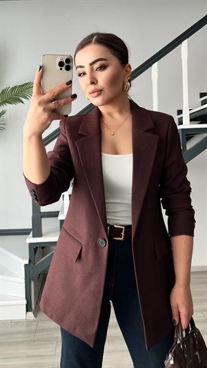 Acı Kahve Yün Effect Blazer Ceket