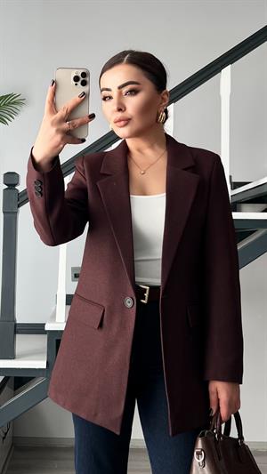 Acı Kahve Yün Effect Blazer Ceket