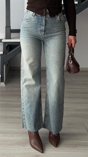 Açık Mavi Likralı Flare Jean