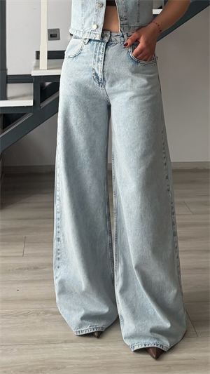 Açık Mavi Yelek-Pantolon Denim Takım