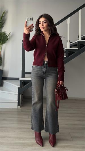 Antik Yıkama Likralı Flare Jean