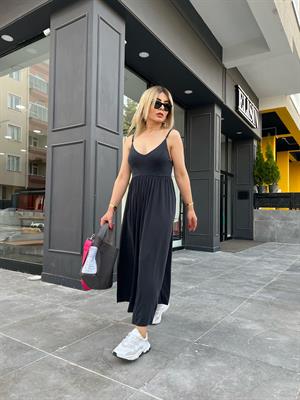 Antrasit Askıları Ayarlanabilir Bol Paça Tulum
