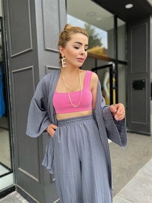 Antrasit Gofre Kumaş Takım