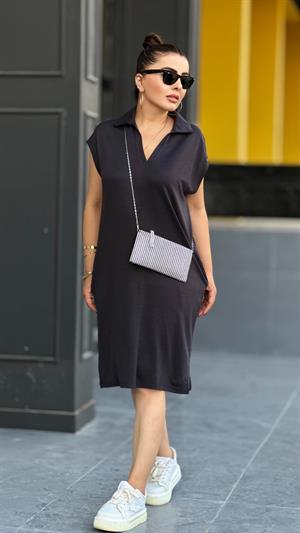 Antrasit Modal Kumaş Oversize Elbise 