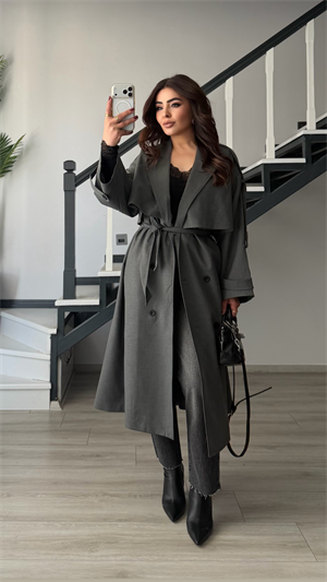 Antrasit Premium Oversize Trençkot