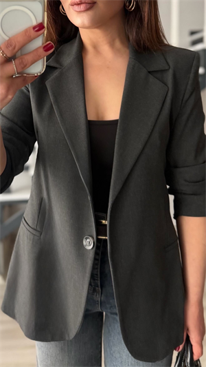 Antrasit Slim Fit Blazer Ceket