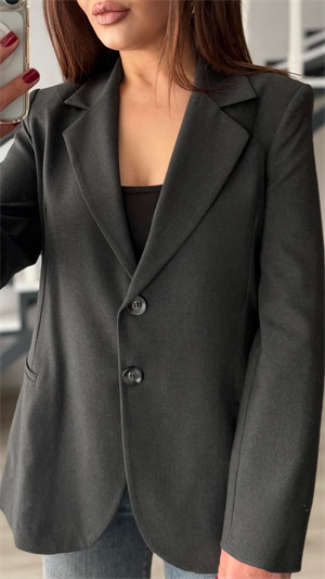 Antrasit Slim Fit Blazer Ceket