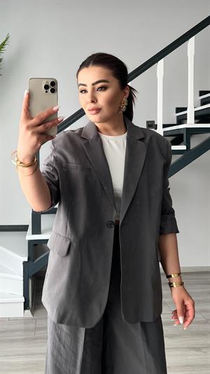 Antrasit Tencel Ceket Pantolon Takım