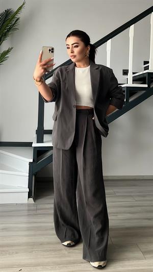 Antrasit Tencel Ceket Pantolon Takım