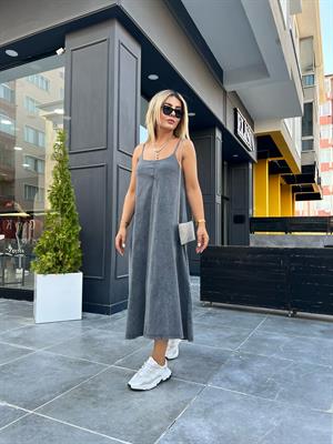 Anthracite Washed Strappy Dress