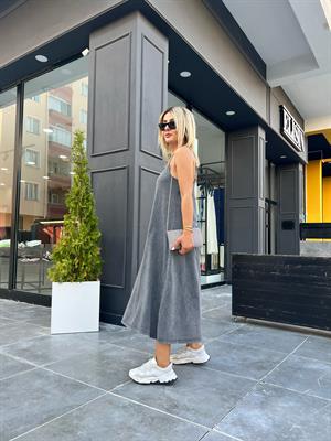 Anthracite Washed Strappy Dress