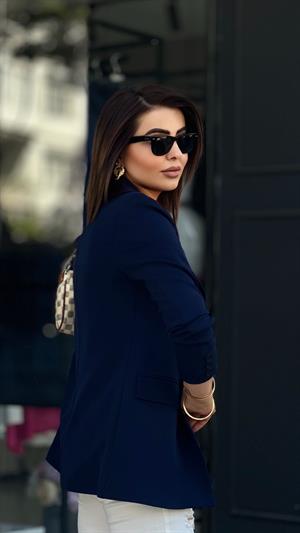 Atlas Lacivert Tek Düğme Blazer Ceket