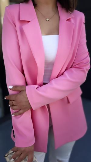 Atlas Pembe Tek Düğme Blazer  Ceket