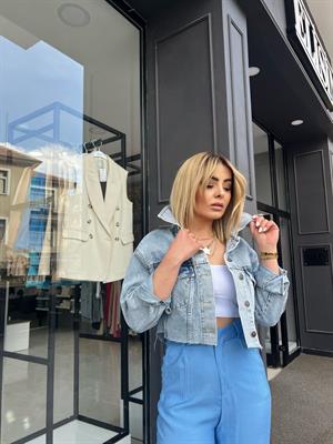 Basic Crop Denim Ceket