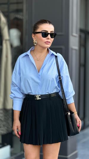Bebe Mavi Oversize Gömlek 