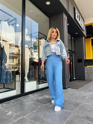 Bebe Mavi Ultra Yüksek Bel Palazzo Pantolon 
