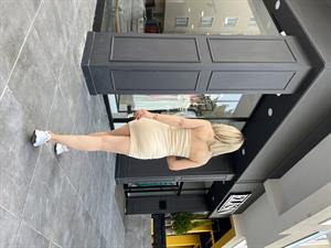 Bej Askılı Mini Elbise