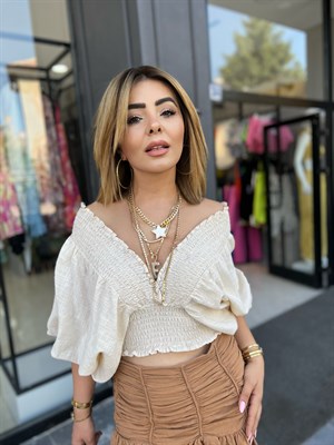بلوزة جيبيلي من الكتان البيج