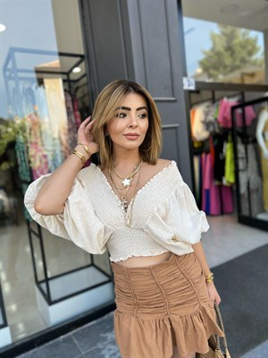 بلوزة جيبيلي من الكتان البيج