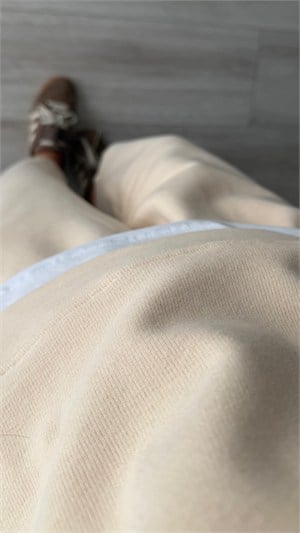 Beige Contrast T-Shirt Detailed Knit Set