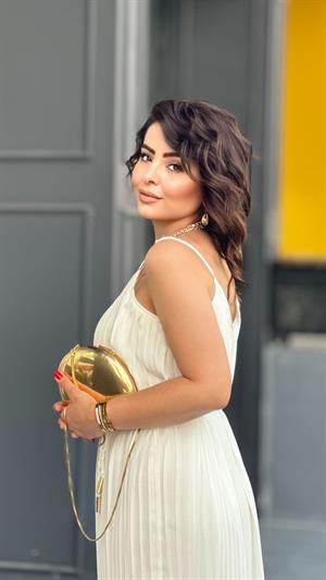 White Strappy Pleated Dress