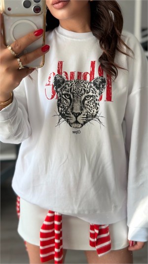 White Printed 2-Thread Sweatshirt
