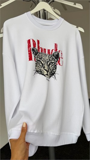 White Printed 2-Thread Sweatshirt