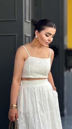 White Lace Bustier-Skirt Set