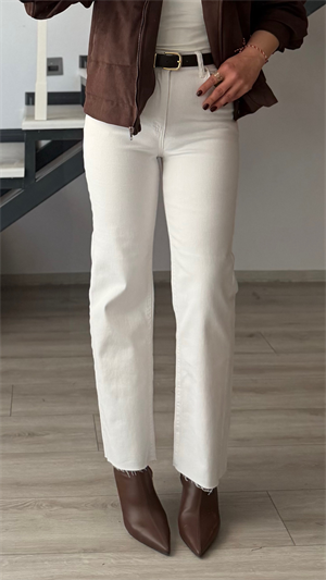 Beyaz Full Likra Boy Fit Jean