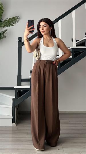 Beyaz Halter Yaka Boyundan Geçme Bluz
