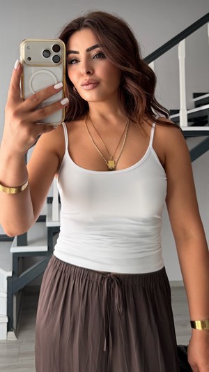 White Thin Strap Polyamide Camisole