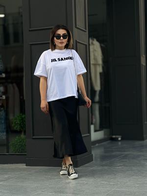 White T-shirt with Jil Sanders print