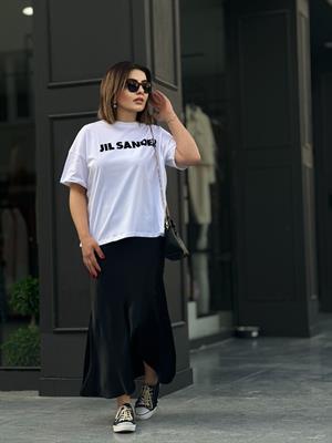 White T-shirt with Jil Sanders print