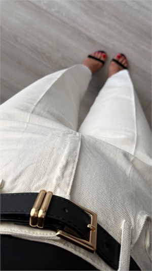 White Belted Skater Jeans