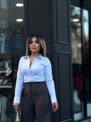 Beyaz Likralı Slim Fit Gömlek 