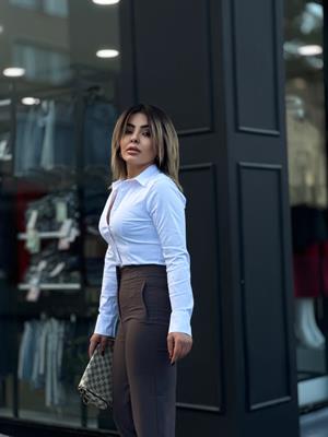 Beyaz Likralı Slim Fit Gömlek 